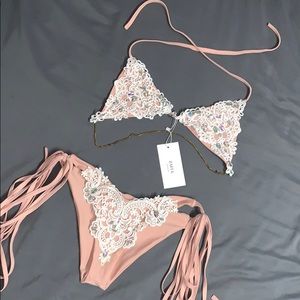 Zaful Baby Pink & Rhinestone Bikini
